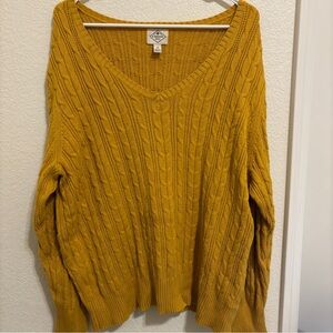 St. John's Bay Mustard Cable Knit V-Neck Sweater